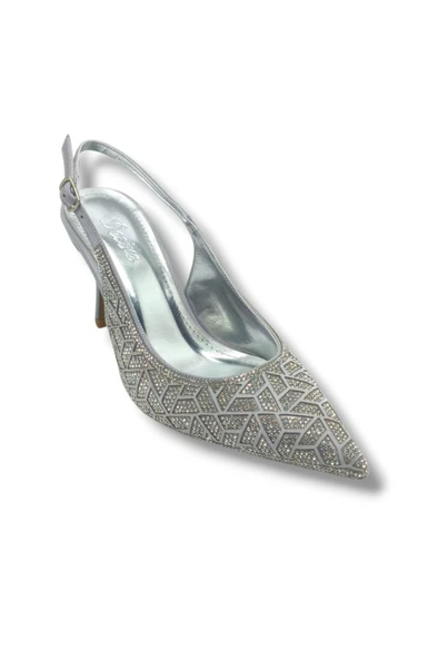 Desire 5011-26 Taşlı Mozaik Desenli İnce Topuk Kadın Stiletto 8,5cm ürün görseli 1
