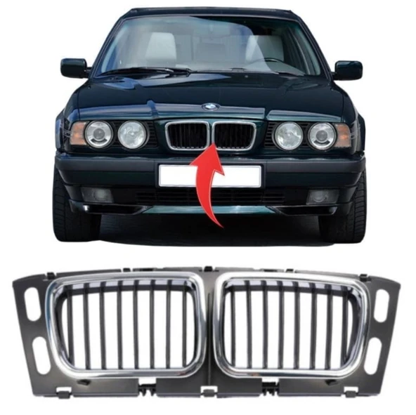 Bmw 5 Serisi E34 Ön Panjur Orta Krom Çerçeveli 1994-1996 51138148727 ürün görseli 1