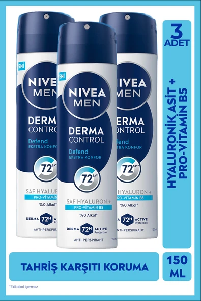 Nivea Men Derma Control Defend Sprey Deodorant 150 ml 3 Adet ürün görseli 1