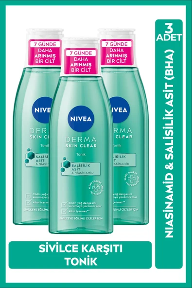 Nivea Derma Skin Clear Tonik 200 ml 3 Adet ürün görseli 1