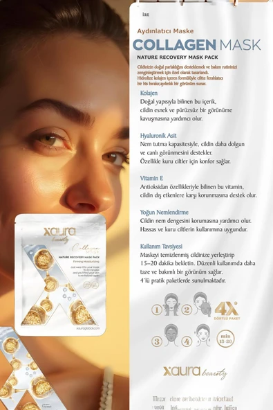 Xaura Global Collagen Mask 4'lü Paket - Resim 3
