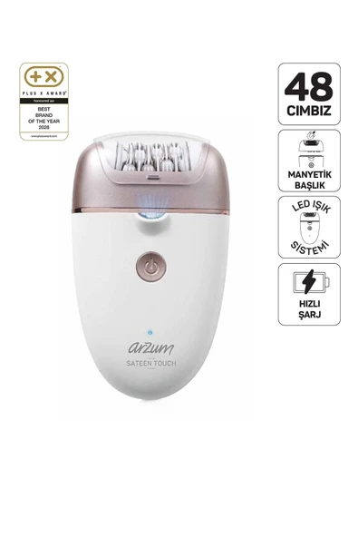 Arzum AR5175 Sateen Touch Şarjlı Epilasyon Seti, 48 Cımbızlı Başlık, 2 Farklı Hız Ayarı, Led Işık Sistemi ürün görseli 1