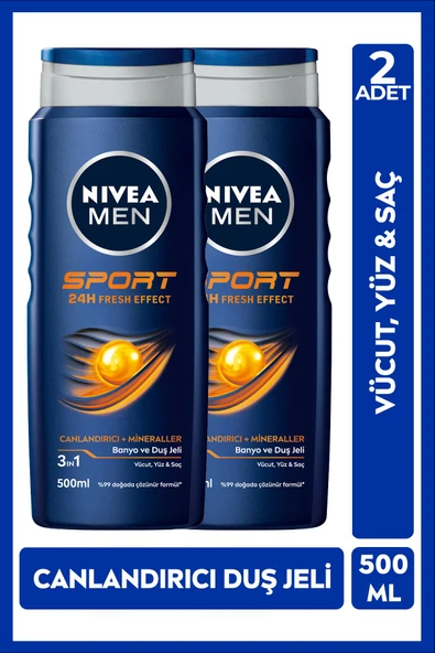 Nivea Men Saç ve Vücut Şampuanı Sport 500 ml 2 Adet ürün görseli 1