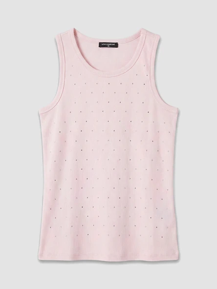 LCW Comfort Pembe Bisiklet Yaka Taşlı Kadın Atlet ürün görseli 1