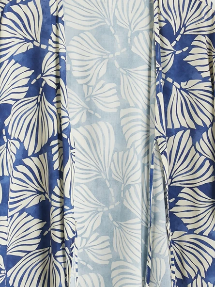 LCW Vision Mavi Çiçekli Oversize Kadın Kimono - Resim 3