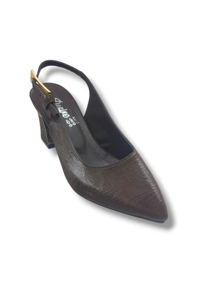 Desire 3101-26 Parlak Baskılı Nubuk Nikelajlı Kalın Topuk Kadın Ayakkabı(6,5cm) ürün görseli 1