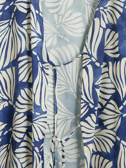 LCW Vision Mavi Çiçekli Oversize Kadın Kimono - Resim 4