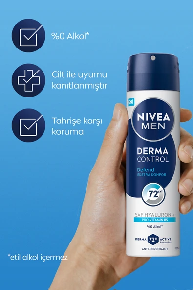 Nivea Men Derma Control Defend Sprey Deodorant 150 ml 2 Adet - Resim 3