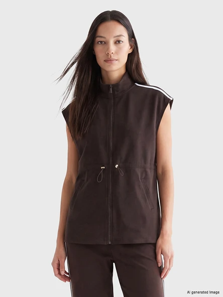 LCW Modest Kahverengi Dik Yaka Oversize Kadın Yelek ürün görseli 1
