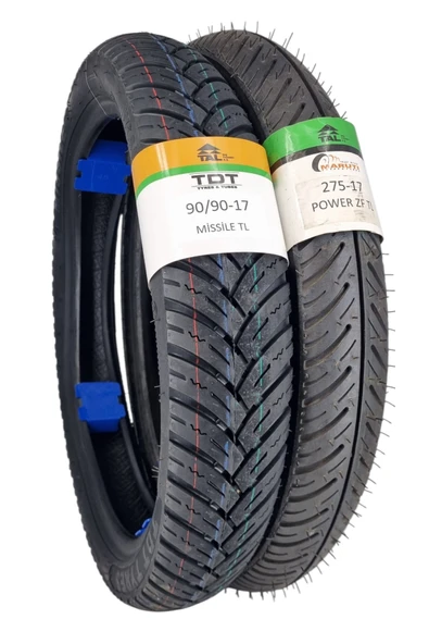 TDT TYRES 90/90-17 ve 275-17 (TUBELESS - DUBLEKS) Missile/Power Lastik Takımı ürün görseli 1