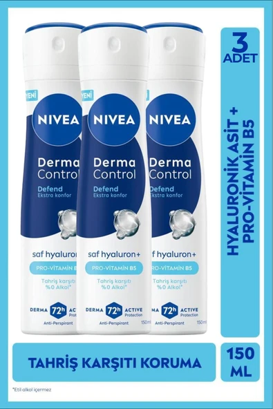 Nivea Derma Control Defend Kadın Sprey Deodorant 150 ml 3 Adet ürün görseli 1
