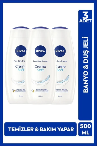 Nivea Creme Soft Duş Jeli 500 ml 3 Adet ürün görseli 1