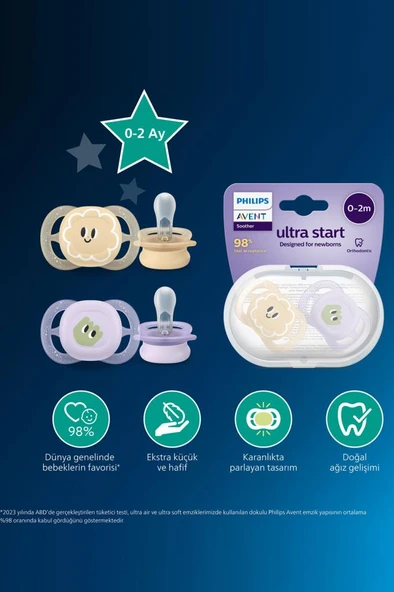 Philips Avent Ultra Start Nighttime Emzik 0-2 Ay Kız- SCF075/07 ürün görseli 1