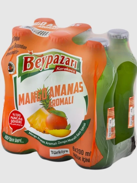 Beypazarı Mango Ananas Aromalı Doğal Zengin Mineralli Gazlı İçecek 6X200 ml ürün görseli 1