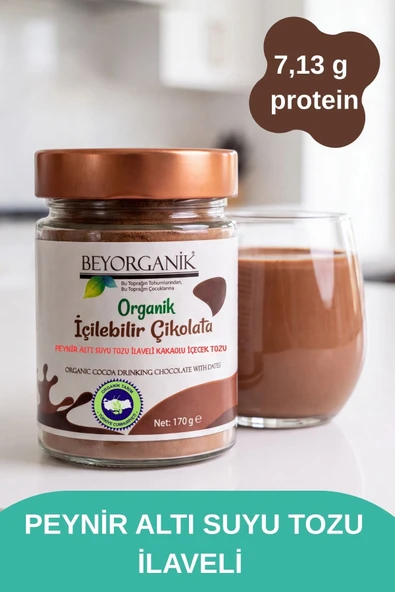 Organik İçilebilir Çikolata (PEYNİR ALTI SUYU TOZU İLAVELİ) 170gr ürün görseli 1
