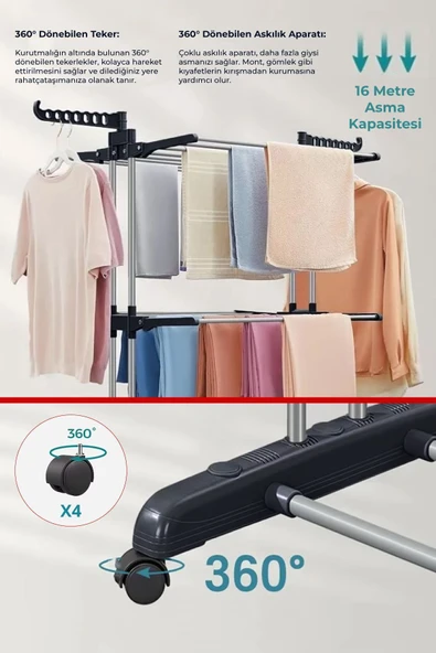 Perilla Triplex 3 Katlı Kurutmalık - Resim 3