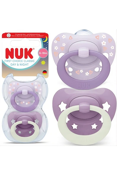Nuk First Choice Gece-Gündüz emziği 6-18 ay Mor ürün görseli 1