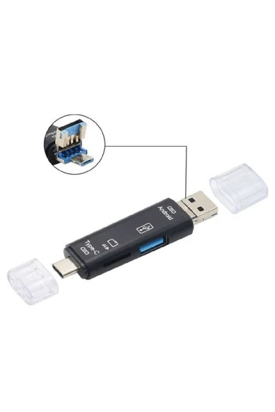 Bastore Otg 3 in 1 Type-C Ve Micro Usb Tf Çevirici Dönüştürücü Kart Okuyucu ürün görseli 1