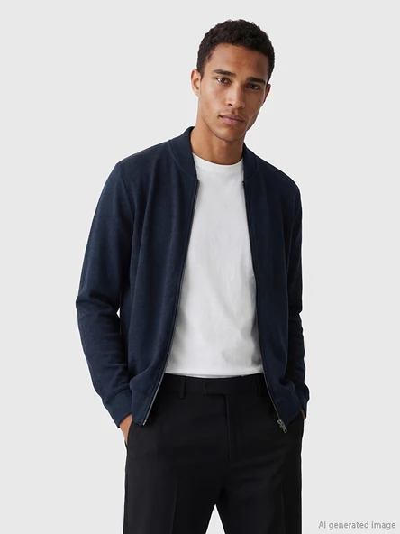 LCW Vision Lacivert Dik Yaka Erkek Fermuarlı Sweatshirt ürün görseli 1