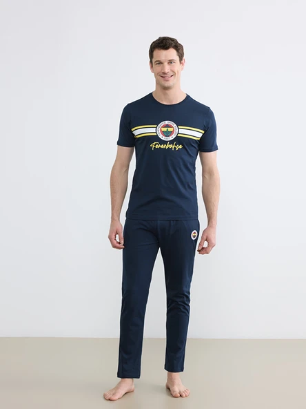 LC WAIKIKI Lacivert Fenerbahçe Baskılı Penye Erkek Pijama Takımı ürün görseli 1