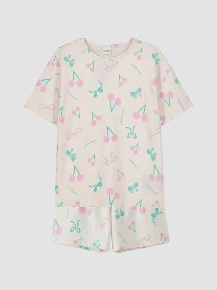 LCW Kids Pembe Desenli Kız Çocuk Şortlu Pijama Takımı ürün görseli 1