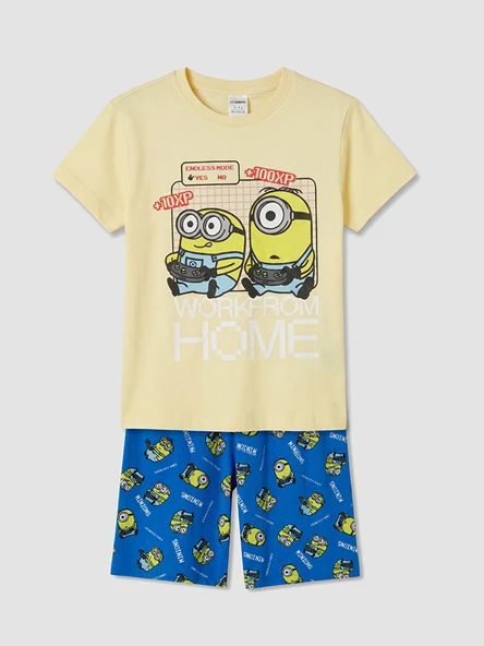LCW Kids Sarı Minions Baskılı Erkek Çocuk Şortlu Pijama Takımı ürün görseli 1