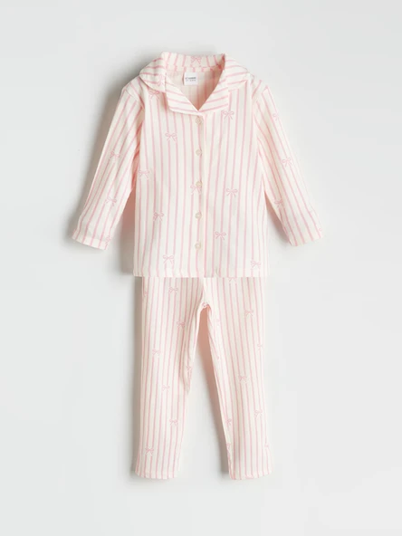 LCW Kids Ekru Kurdele Detaylı Kız Çocuk Pijama Takımı ürün görseli 1