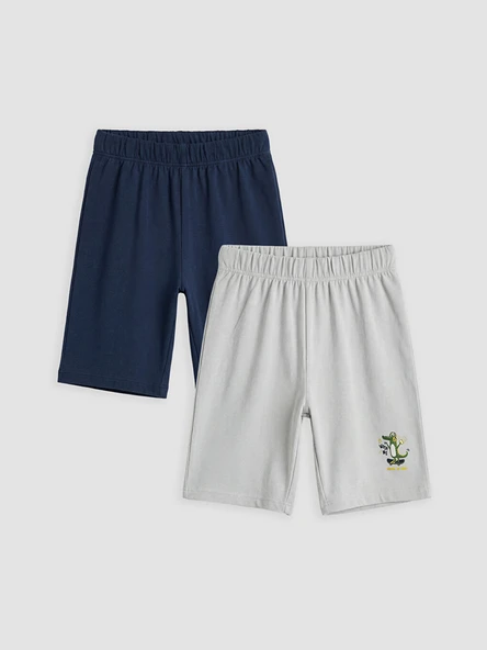 LCW Kids Lacivert Baskılı Erkek Çocuk 2'li Pijama Şort ürün görseli 1