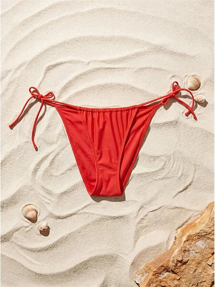 LCW DREAM Kırmızı UV Korumalı Bağlama Detaylı Kadın Bikini Alt ürün görseli 1