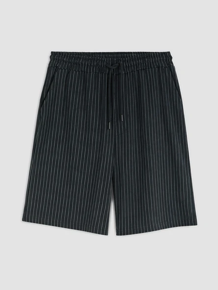 LC WAIKIKI Siyah Regular Fit Çizgili Erkek Şort ürün görseli 1