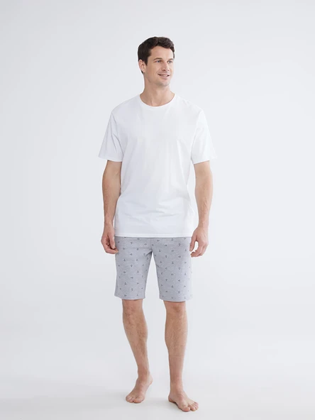 LC WAIKIKI Gri Standart Kalıp Desenli Pijama Alt Şort ürün görseli 1