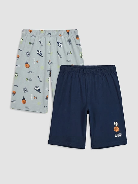 LCW Kids Gri Baskılı Erkek Çocuk Pijama Şort 2'li ürün görseli 1