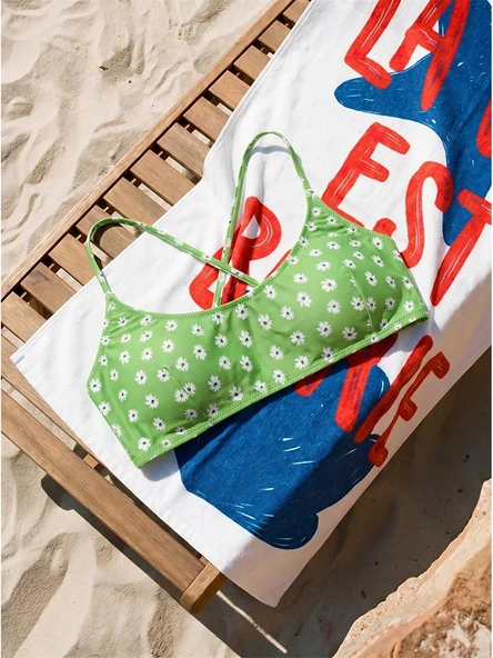 LCW DREAM Yeşil U Yaka Çiçekli Kadın Bikini Üst ürün görseli 1