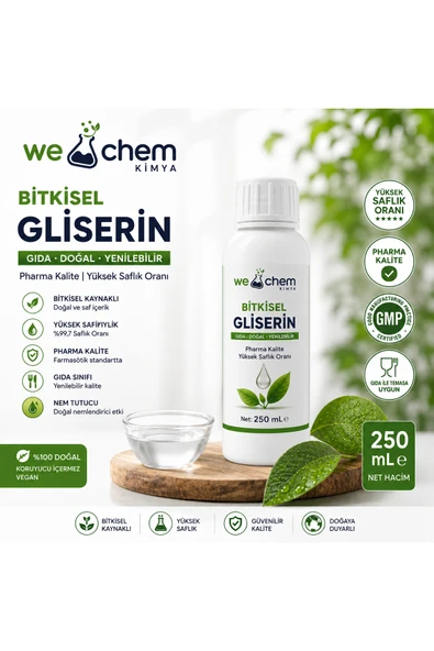 WE CHEM DOĞAL GIDA KALİTE BİTKİSEL GLİSERİN 250mL ürün görseli 1