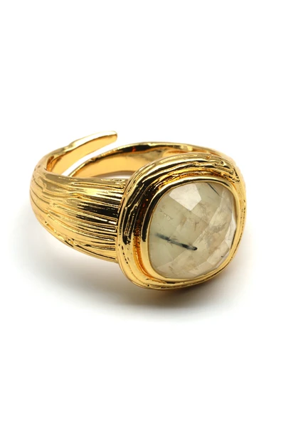 Prehnite Doğal Taş Ayarlanabilir Yüzük - YZK-0176 ürün görseli 1