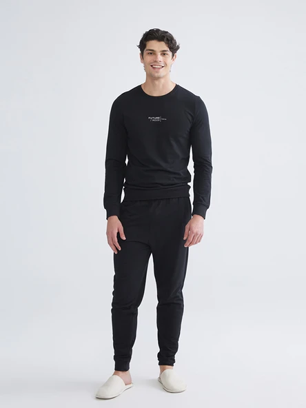 LC WAIKIKI Siyah Standart Kalıp Erkek Pijama Takımı ürün görseli 1