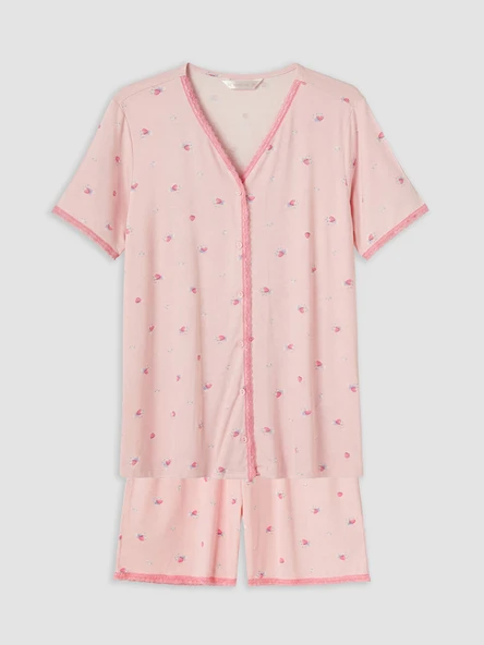 LCW DREAM Pembe V Yaka Hamile Şortlu Pijama Takımı ürün görseli 1