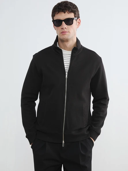 LCW Vision Kahverengi Dik Yaka Erkek Fermuarlı Sweatshirt ürün görseli 1