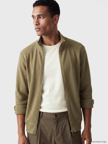 LCW Vision Kahverengi Dik Yaka Erkek Fermuarlı Sweatshirt ürün görseli 1