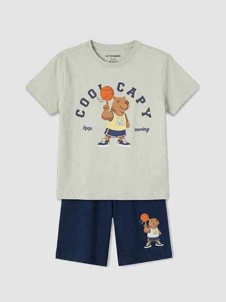 LCW Kids Gri Erkek Çocuk Şortlu Pijama Takımı ürün görseli 1