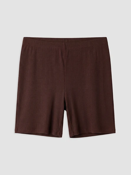 LCW DREAM Kahverengi Beli Lastikli Kadın Şort Pijama Altı ürün görseli 1