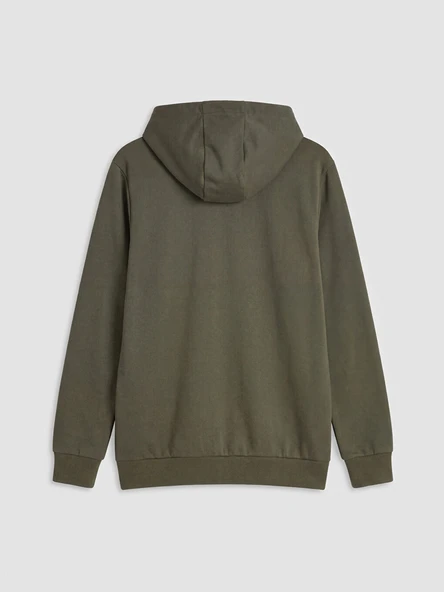 LCWAIKIKI Basic Haki Erkek Fermuarlı Sweatshirt - Resim 4
