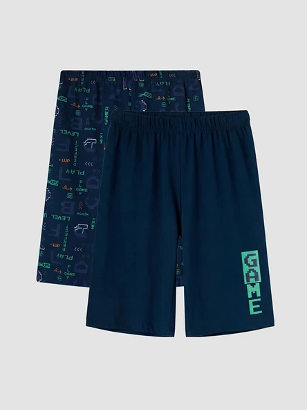 LCW Kids Lacivert Baskılı Erkek Çocuk Pijama Şort 2'li ürün görseli 1