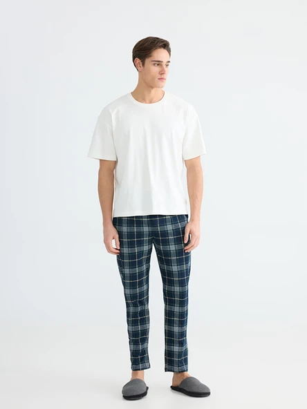 LC WAIKIKI Lacivert Standart Kalıp Ekose Erkek Pijama Altı ürün görseli 1
