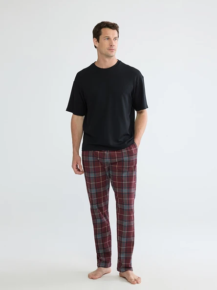 LC WAIKIKI Bordo Standart Kalıp Ekose Erkek Pijama Altı ürün görseli 1