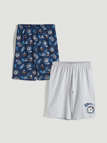 LCW Kids Lacivert Baskılı Erkek Çocuk Pijama Şort 2'li ürün görseli 1