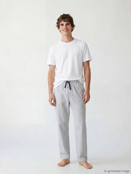 LC WAIKIKI Gri Çizgili Erkek Pijama Altı ürün görseli 1
