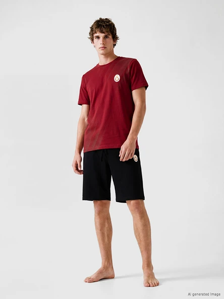 LC WAIKIKI Kırmızı Galatasaray Baskılı Erkek Şortlu Pijama Takımı ürün görseli 1