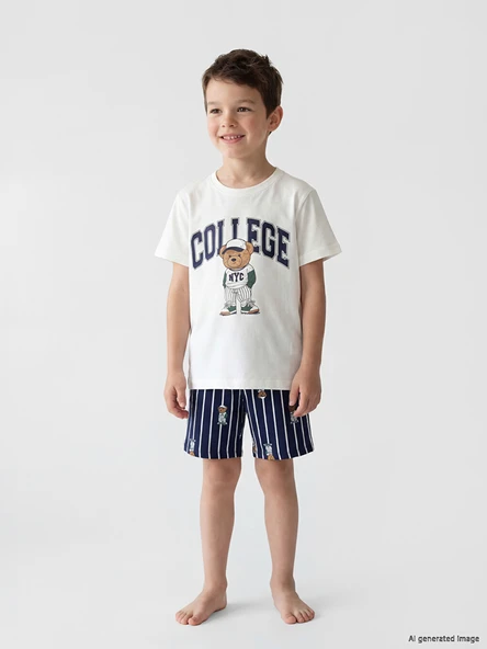LCW Kids Ekru Erkek Çocuk Şortlu Pijama Takımı ürün görseli 1