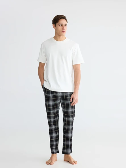LC WAIKIKI Siyah Standart Kalıp Ekose Erkek Pijama Altı ürün görseli 1